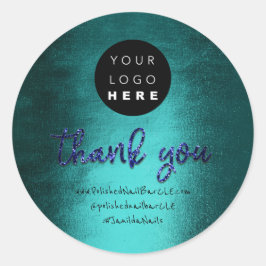 ロゴ会社名感謝ショッピングDark Blue ラウンドシール