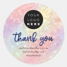 ロゴ会社名感謝ショッピングHoligraph Blu ラウンドシール
