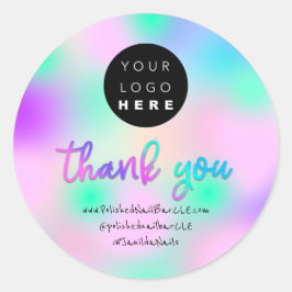 ロゴ会社名感謝ショッピングHoligraphBlue ラウンドシール