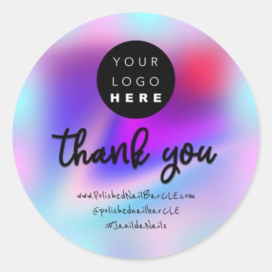 ロゴ会社名感謝自筆証書爪、 ネイル化粧 ラウンドシール (正面)
