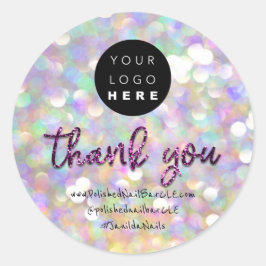 ロゴ会社名感謝ShoppingHoligraphPurpl ラウンドシール