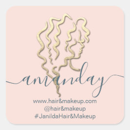 ロゴ会社名美しいスタジオバラ金ゴールド スクエアシール