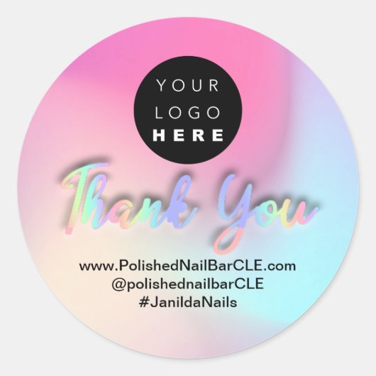 ロゴ会社名自筆証書作成スクリプトに感謝 ラウンドシール (正面)