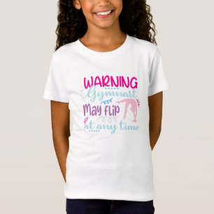 ロゴ体操おもしろいの女の子ピンクブルーがかわいい Tシャツ