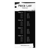 ロゴ価格リスト付きアーバン男らしブラック ラックカード (裏面)