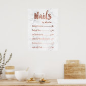 ロゴ価格表タイポグラフィバラ金ゴールド白大理石 ポスター (キッチン)