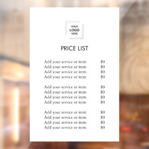 ロゴ価格表   ビジネス モダン ミニマル 白 ウィンドウサイン