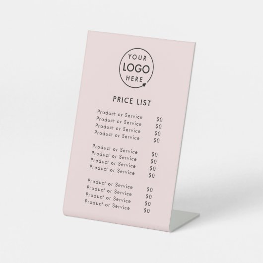 ロゴ価格表 |赤面ピンクビジネスモダン 台座サイン (正面)