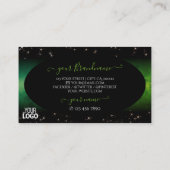 ロゴ入りアイキャッチグリーンブラックグリッタースター 名刺 (裏面)