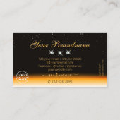 ロゴ入りオレンジ色の黒スパークルジュエリー 名刺 (裏面)