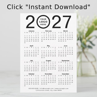 ロゴ入りカスタム2027年デジタルカレンダー | ダウンロード 招待状