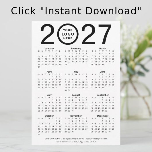 ロゴ入りカスタム2027年デジタルカレンダー | ダウンロード 招待状