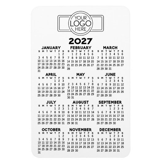 ロゴ入りカレンダー2024 基本 黒 白 シンプル マグネット (縦)