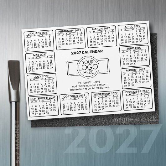 ロゴ入りカレンダー2027年 連絡先マグネット