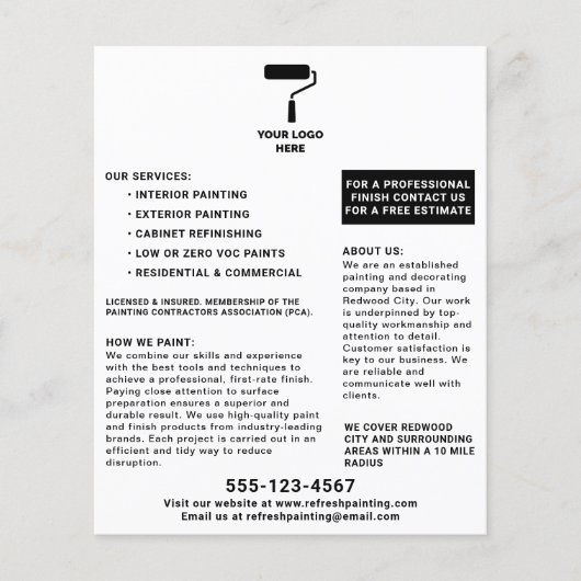 ロゴ入りチラシを追加したペインターとデコレータモダンー チラシ (正面)