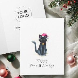 ロゴ入りビジネス クリスマスカード 黒猫