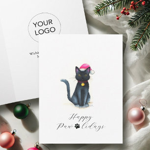 ロゴ入りビジネス クリスマスカード 黒猫