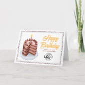 ロゴ入りビンテージチョコレートケーキ ビジネス 誕生日 カード (正面)