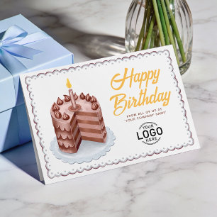 ロゴ入りビンテージチョコレートケーキ ビジネス 誕生日 カード