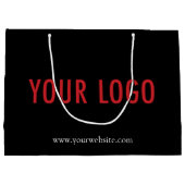 ロゴ入りブラックギフトバッグ 12.5x9インチ ラージペーパーバッグ (裏面)