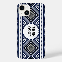 ロゴ入りブラック抽象民族幾何学模様 Case-Mate iPhone 14ケース