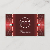 ロゴ入りラビー赤い四角い宝石で目を引く 名刺 (正面)