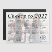 ロゴ入り写真 ホワイトカレンダー 2027 マグネットカード マグネット招待状 (正面/裏面)