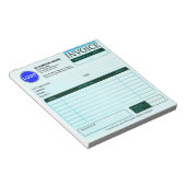 ロゴ入り印刷ビジネス受注書・請求書フォーム ノートパッド (アングル)