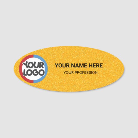 ロゴ入り従業員マグネット your logo here ビジネス役職 名札 (正面)