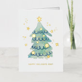 ロゴ入り手描きシンプルクリスマスツリービジネス 箔シーズンカード (正面)