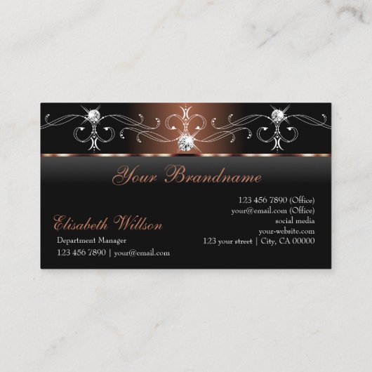 ロゴ入り豪華な黒褐色の四角い宝石 名刺 (裏面)