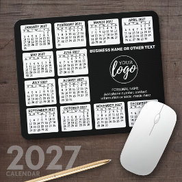 ロゴ入り2024年カレンダー、連絡先 ブラック マウスパッド