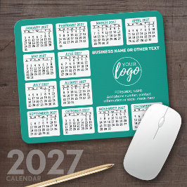 ロゴ入り2024年カレンダー、連絡先 青 マウスパッド