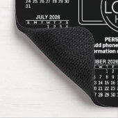 ロゴ入り2026年カレンダー、連絡先 ブラック マウスパッド (コーナー)