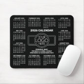 ロゴ入り2026年カレンダー、連絡先 ブラック マウスパッド (マウス)