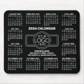 ロゴ入り2026年カレンダー、連絡先 ブラック マウスパッド (正面)