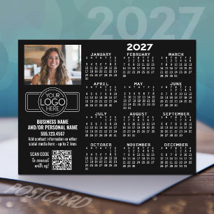 ロゴ入り2027年カレンダー ブラック QRコード 写真 ポストカード