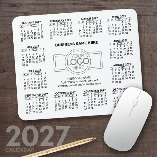 ロゴ入り2027年カレンダー 連絡先 マウスパッド