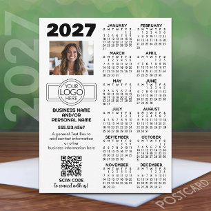 ロゴ入り2027年カレンダー QRコード 写真など ポストカード