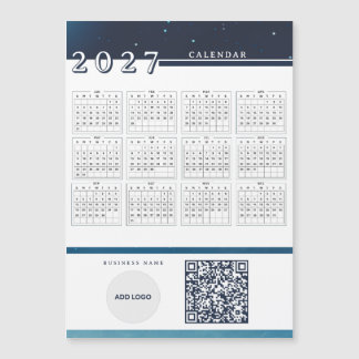 ロゴ入り2027年カレンダーQRコードマグネットカード