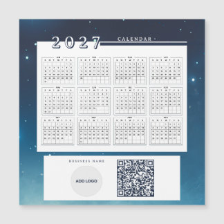 ロゴ入り2027年カレンダーQRコードマグネットカード