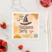 ロゴ入り かわいいオレンジのオフィスハロウィンパーティー スタンダードカクテルナプキン (インサイチュ)