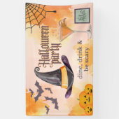 ロゴ入り かわいいオレンジのオフィスハロウィンパーティー 横断幕 (縦)