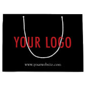 ロゴ入り ブラック ギフトバッグ 12.5x9インチ (正面)