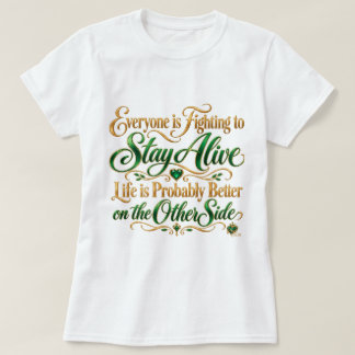ロゴ入り「人生は多分あっち側の方が良い」 Tシャツ