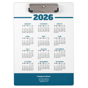 ロゴ入り 2026年 ビジネス カレンダー クリップボード