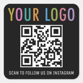 ロゴ入りInstagramQRコードステッカー 黒色の四角形 スクエアシール