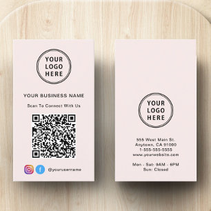 ロゴ入りSNSQRコード ピンク 名刺