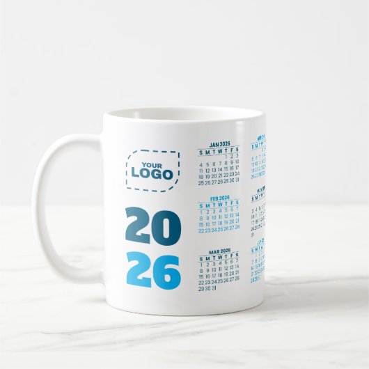 ロゴ入れ可能 ビジネス 2026年カレンダーマグ コーヒーマグカップ (左)