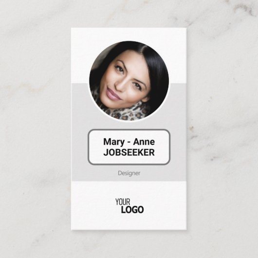 ロゴ円フレームクラシックジョブseeker上品なクリーン 名刺 (正面)